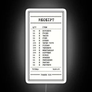 55 Burgers Receipt RGB Neon Sign