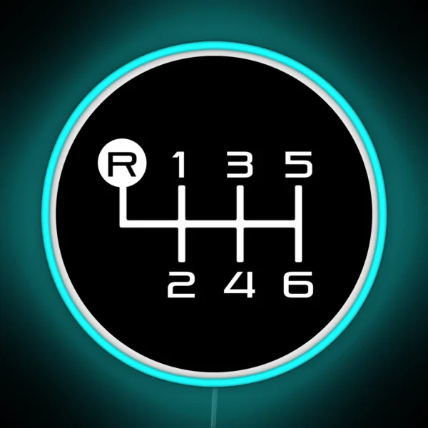 6 Speed Manual Transmission Shift Pattern RGB Neon Sign