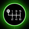 RGB Neon Sign with 6 Speed Manual Transmission Shift Patterns Illustration