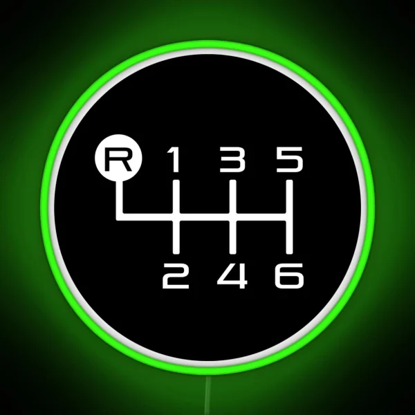 6 Speed Manual Transmission Shift Pattern RGB Neon Sign