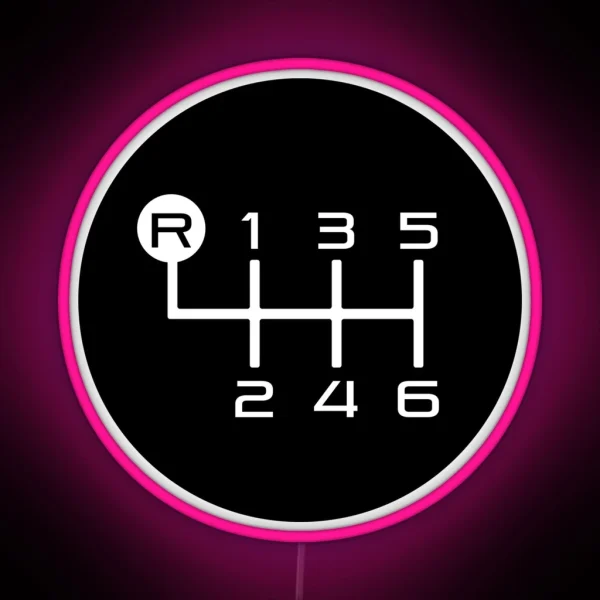 6 Speed Manual Transmission Shift Pattern RGB Neon Sign