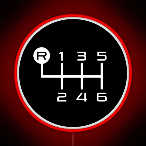 6 Speed Manual Transmission Shift Pattern RGB Neon Sign