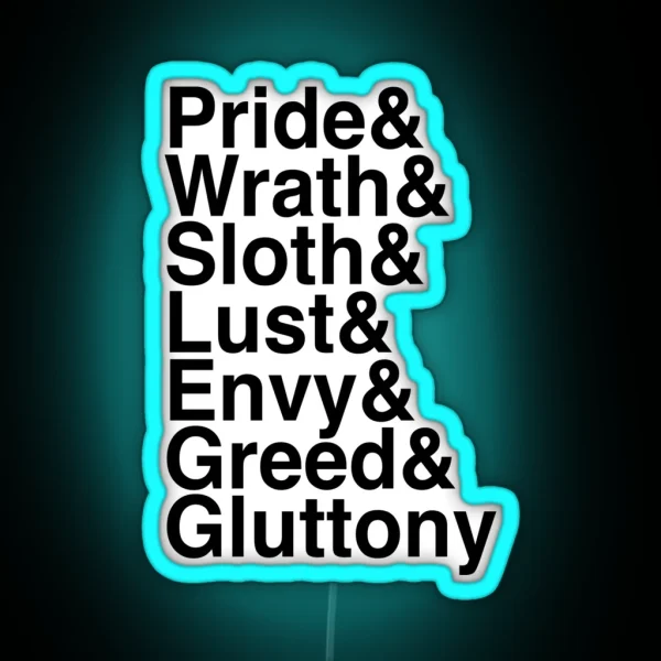 7 Deadly Sins Helvetica Ampersand List RGB Neon Sign