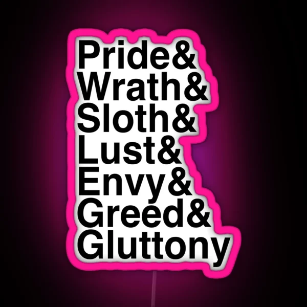 7 Deadly Sins Helvetica Ampersand List RGB Neon Sign