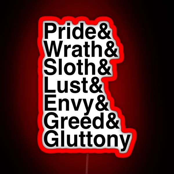 7 Deadly Sins Helvetica Ampersand List RGB Neon Sign