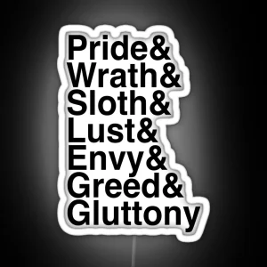 7 Deadly Sins Helvetica Ampersand List RGB Neon Sign