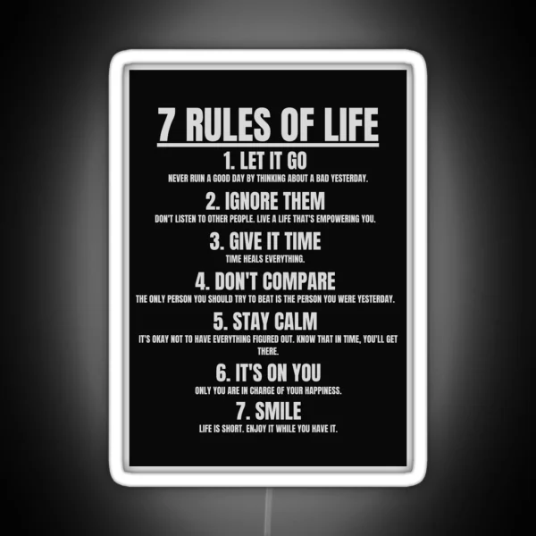 7 Rules Of Life Entrepreneur Office And Life Motivation RGB Neon Sign