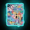 Vibrant 80s inspired geometric art Escher style RGB neon light