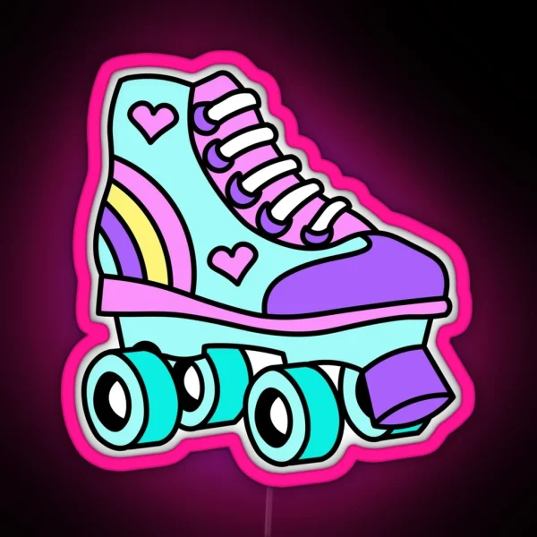 80 S Retro Girls Roller Skate For Roller Skating Lovers RGB Neon Sign