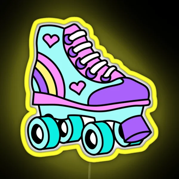 80 S Retro Girls Roller Skate For Roller Skating Lovers RGB Neon Sign