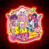Iconic 80s cartoon nostalgia comes alive with vibrant holographic glow.