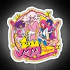 Retro-inspired neon sign featuring iconic Jem and Holograms characters brightly