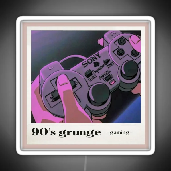 90 S Grunge Anime Gaming Poloroid Frame RGB Neon Sign