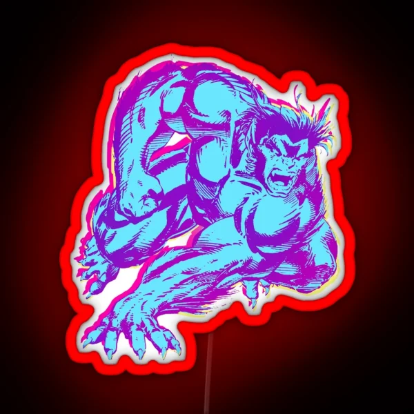 90 S Retro Jim Lee X Men Beast RGB Neon Sign