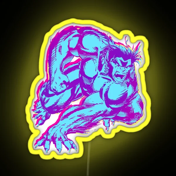 90 S Retro Jim Lee X Men Beast RGB Neon Sign