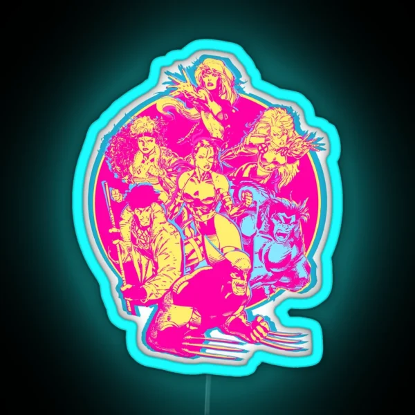 90 S Retro Jim Lee X Men Group RGB Neon Sign