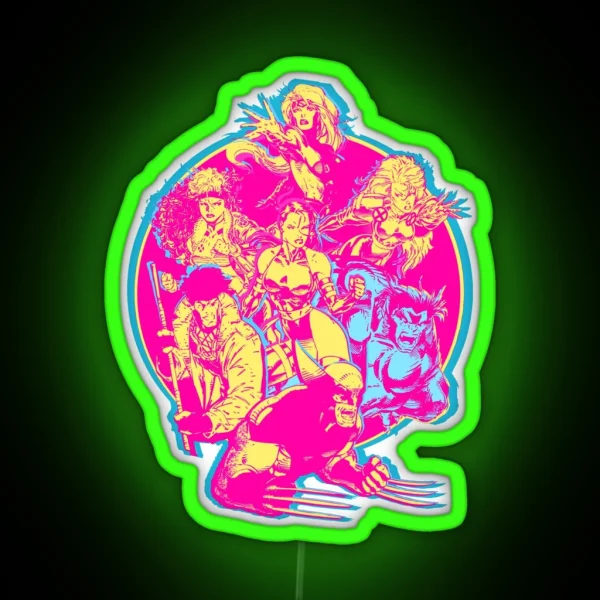 90 S Retro Jim Lee X Men Group RGB Neon Sign
