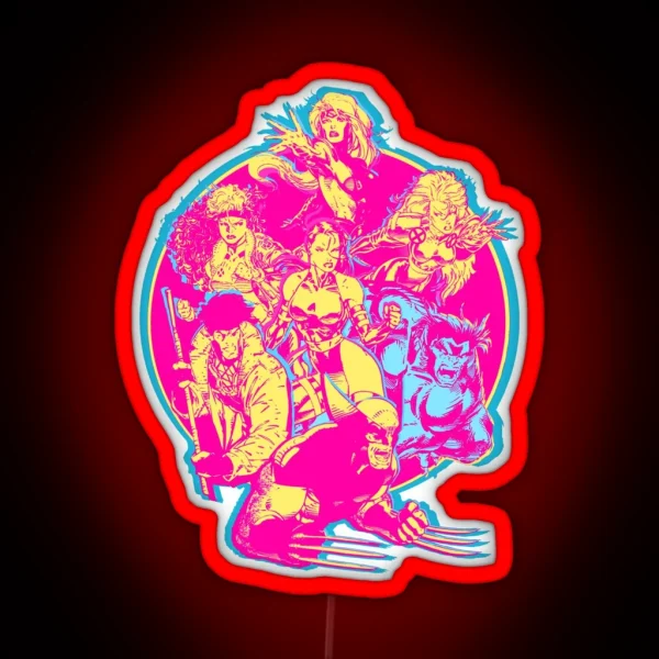 90 S Retro Jim Lee X Men Group RGB Neon Sign