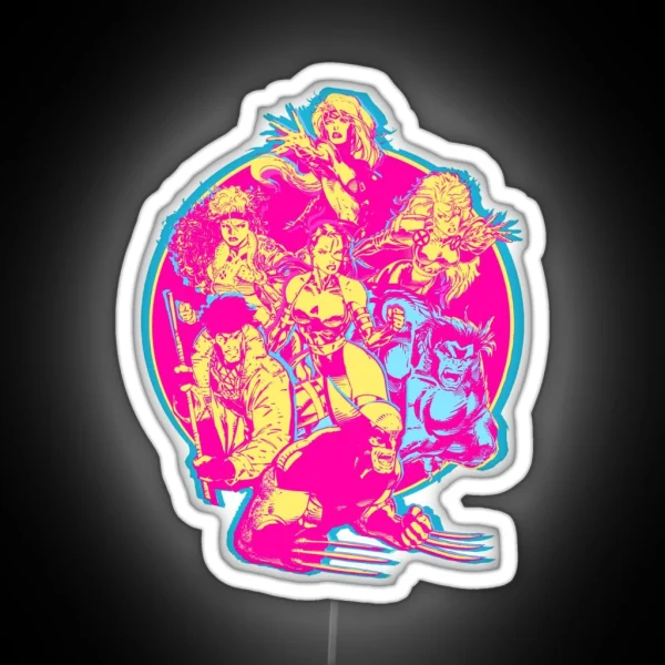 90 S Retro Jim Lee X Men Group RGB Neon Sign