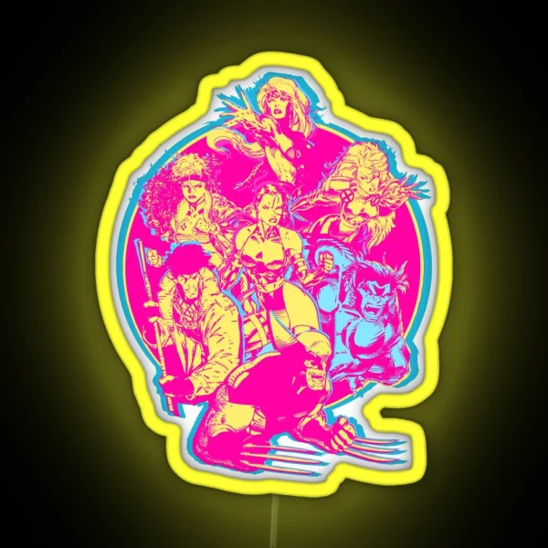 90 S Retro Jim Lee X Men Group RGB Neon Sign