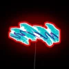 Retro-themed 90s-inspired neon light display with vibrant RGB colors glowing.