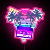 Vibrant Retrofuturistic Neon Art Decor with 90s Synthwave Sunset Design