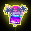 Neon 8-bit Retrofuturistic Vaporwave Sign with Glowing Cassette Tape Aesthetic