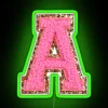 Neon RGB Varsity Letter Patches add a pop of color.