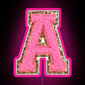 A Bubblegum Glitter Varsity Letter Patches RGB Neon Sign