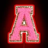 Vibrant bubblegum pink glitter varsity letter patches neon RGB lighted sign.