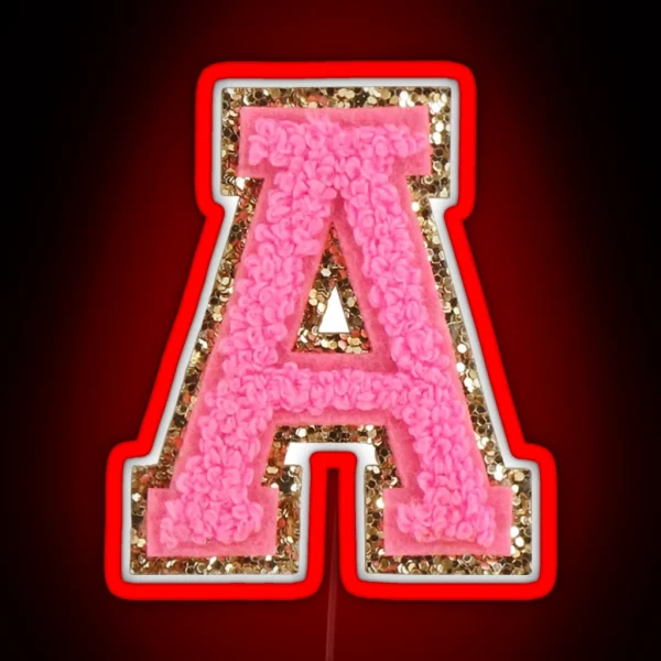 A Bubblegum Glitter Varsity Letter Patches RGB Neon Sign