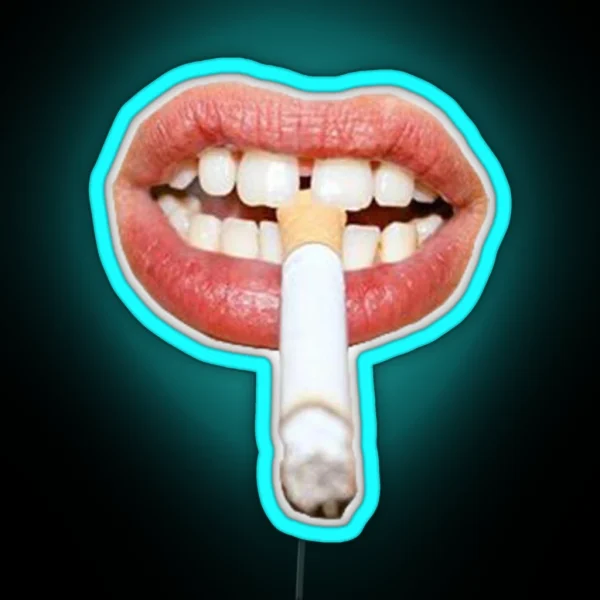 A Burning Cigarette Between Teeth RGB Neon Sign