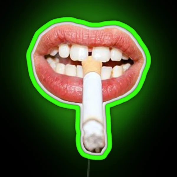 A Burning Cigarette Between Teeth RGB Neon Sign