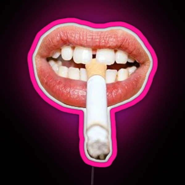 A Burning Cigarette Between Teeth RGB Neon Sign