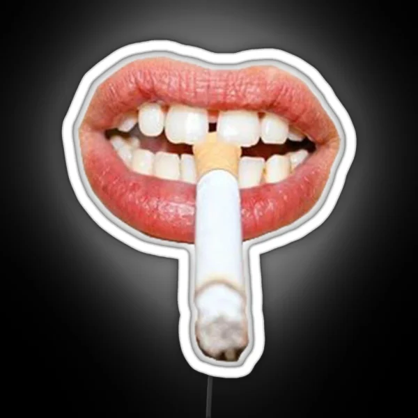 A Burning Cigarette Between Teeth RGB Neon Sign