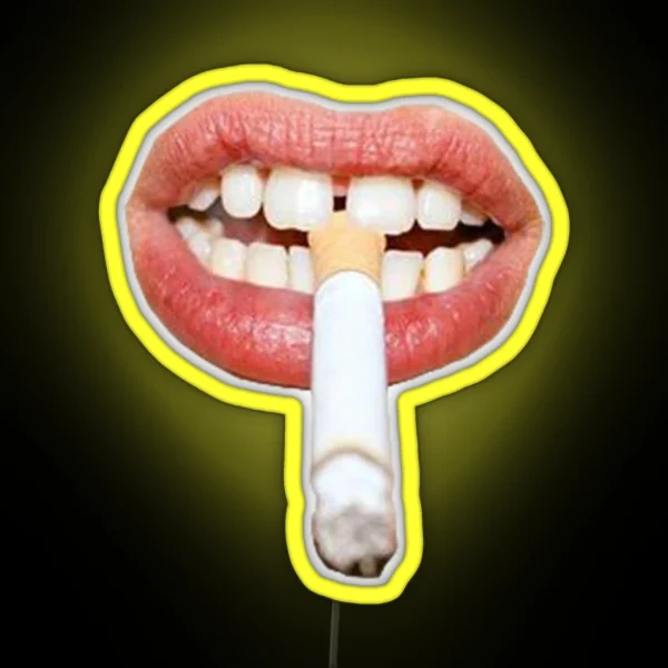 A Burning Cigarette Between Teeth RGB Neon Sign