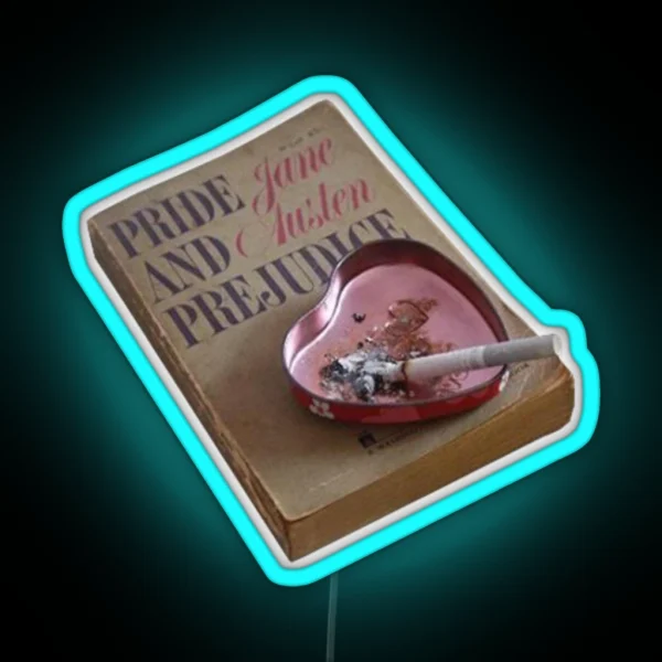 A Burning Cigarette On A Pink Heart Shaped Ashtray RGB Neon Sign