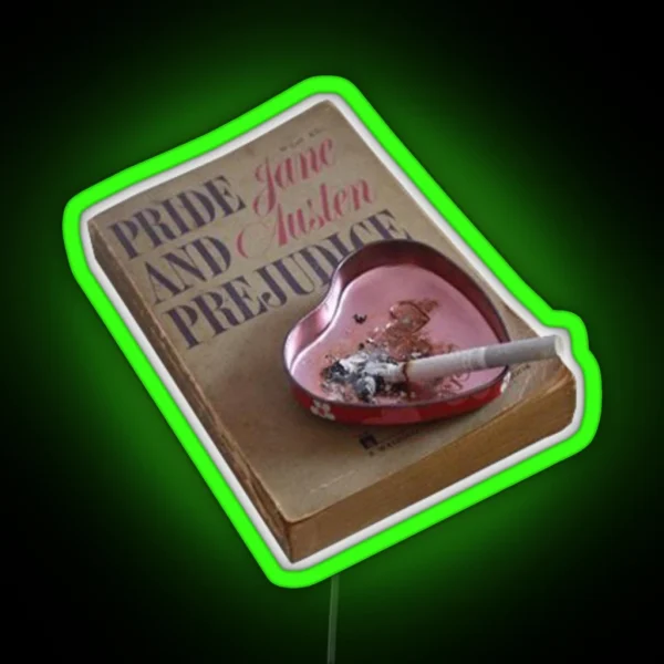 A Burning Cigarette On A Pink Heart Shaped Ashtray RGB Neon Sign