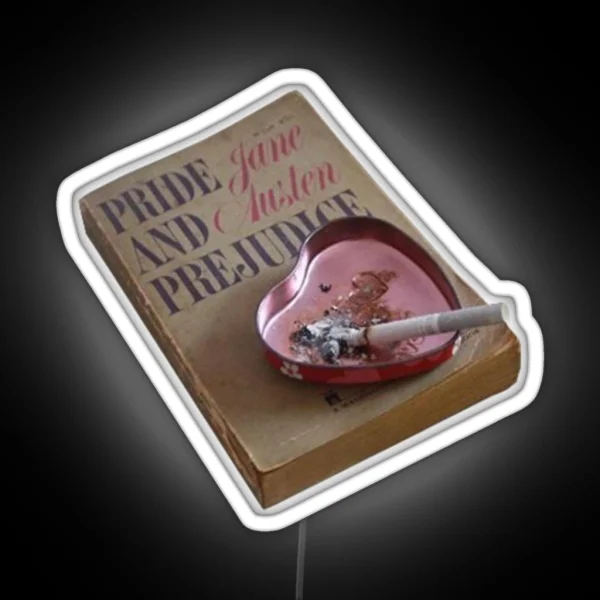 A Burning Cigarette On A Pink Heart Shaped Ashtray RGB Neon Sign