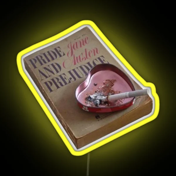 A Burning Cigarette On A Pink Heart Shaped Ashtray RGB Neon Sign