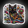 Vibrant Colorful Cat led with Minimalistic Organic Forms and Energy.