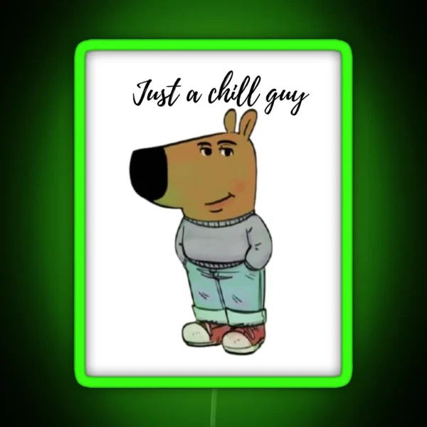 A Chill Guy Dog RGB Neon Sign