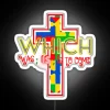 Vibrant RGB Neon Sign with Multicolored LED Light Patterns Displayed