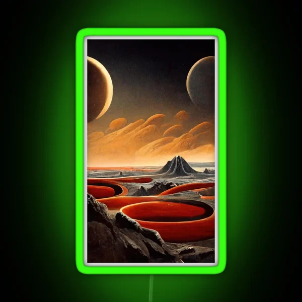 A Deserted Abstract Colorful Alien Landscape RGB Neon Sign