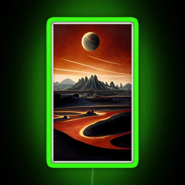 A Deserted Abstract Colorful Alien Landscape RGB Neon Sign