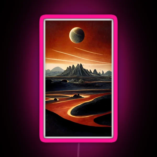 A Deserted Abstract Colorful Alien Landscape RGB Neon Sign