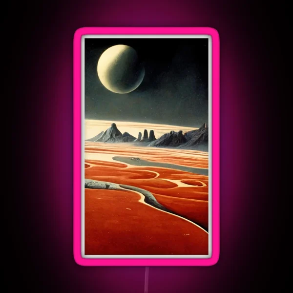 A Deserted Abstract Colorful Alien Landscape RGB Neon Sign