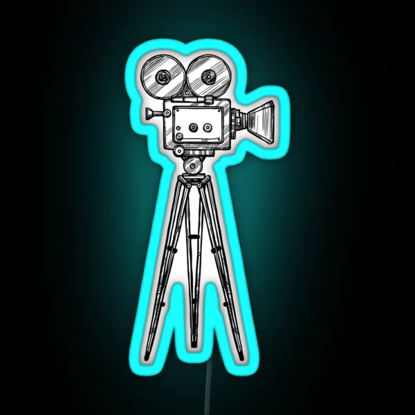 A Drawing Of A Film Camera For Movies RGB Neon Sign