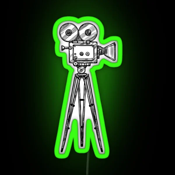 A Drawing Of A Film Camera For Movies RGB Neon Sign