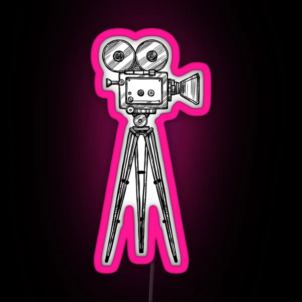 A Drawing Of A Film Camera For Movies RGB Neon Sign